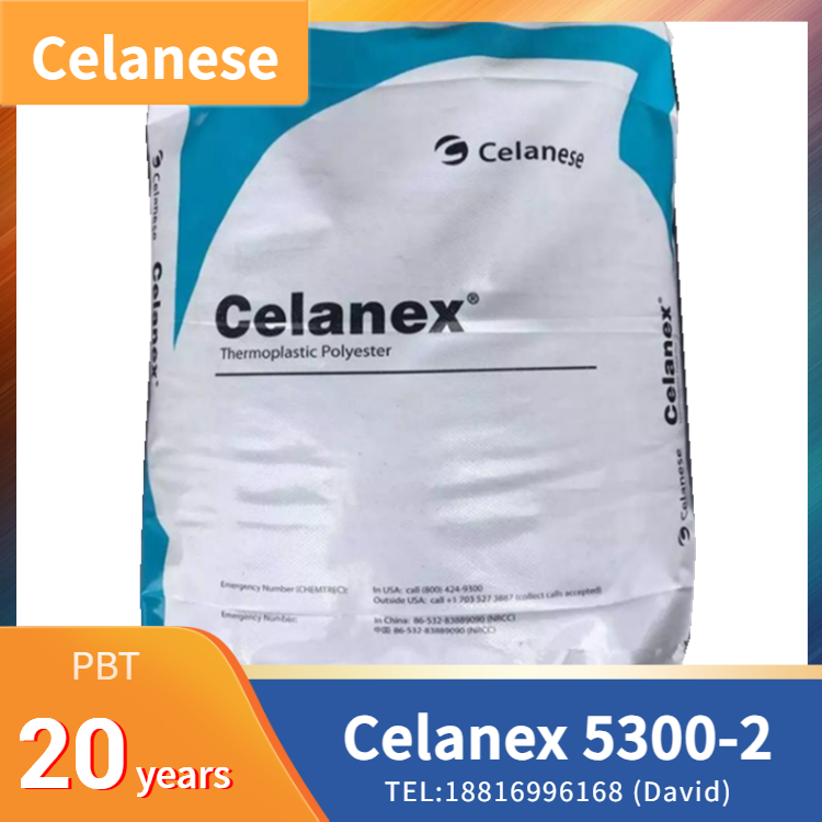 Celanese PBT Celanex 5300-2，30% glass fiber reinforced internally lubricated high-gloss PBT Easy demolding, fast molding cycle and premium surface appearance High strength, high rigidity, excellent thermal dimensional stability and creep resistance Superior electrical insulation, good chemical & oil resistance, friendly for surface coating UL94 HB, RoHS & REACH compliant